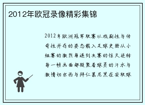 2012年欧冠录像精彩集锦